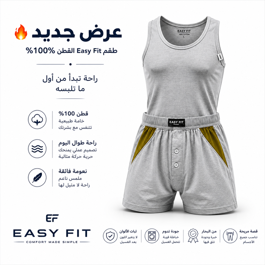طقم ( شورت + فانله ) قطن 100% من البحار - راحه مش هتلاقيها غير من القطن