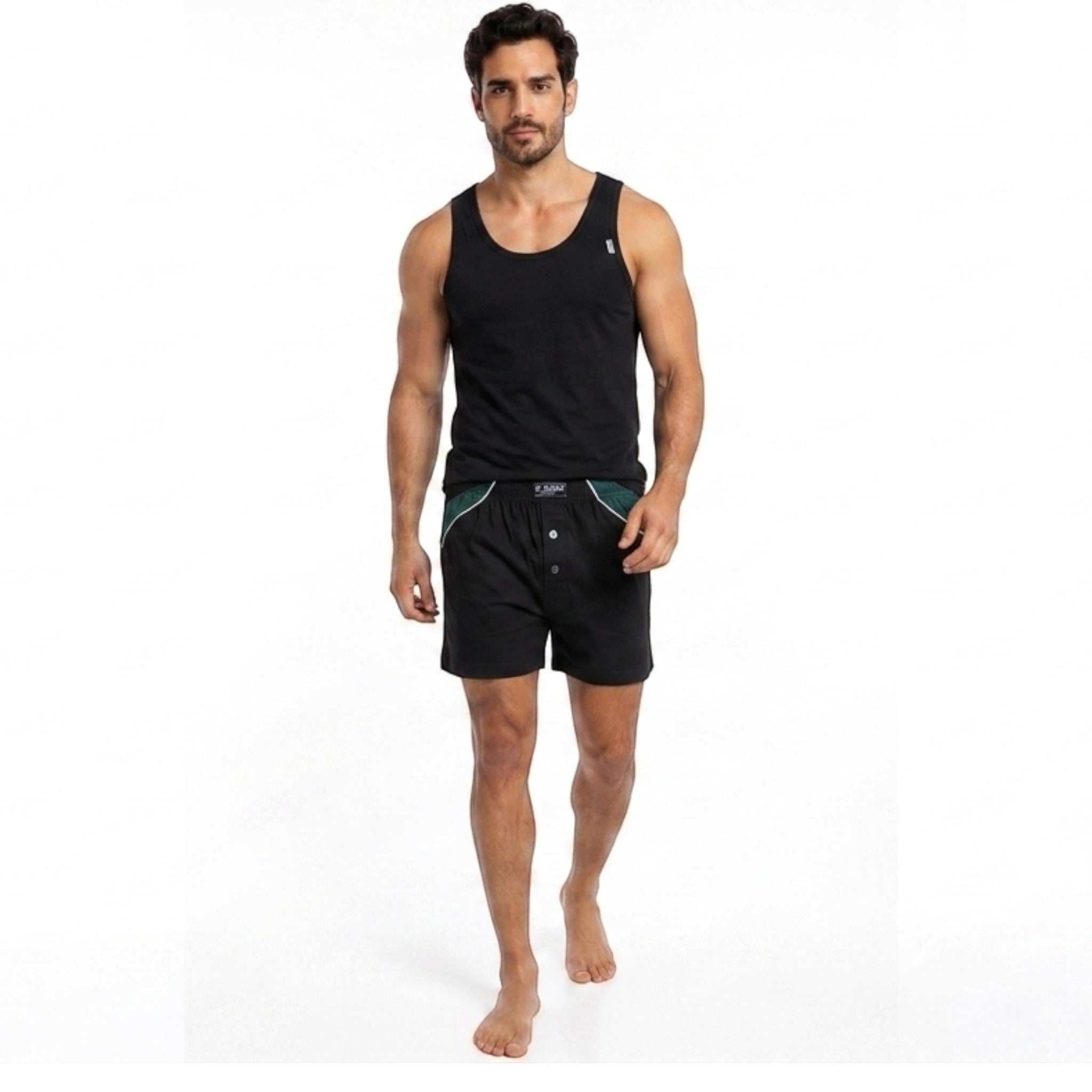 Three sets of men's cotton vest and shorts - comfortable and soft for a truly restful sleep