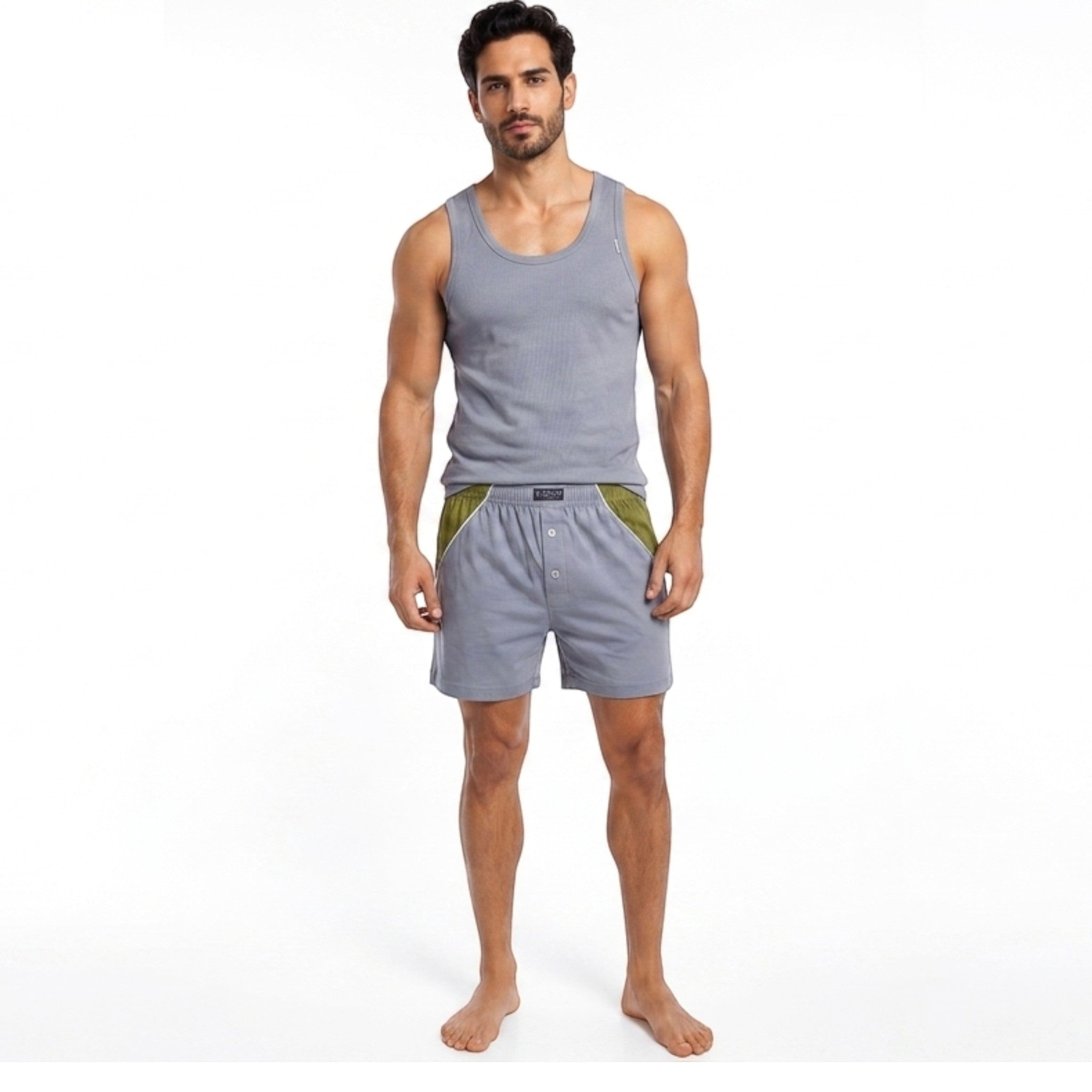 Three sets of men's cotton vest and shorts - comfortable and soft for a truly restful sleep
