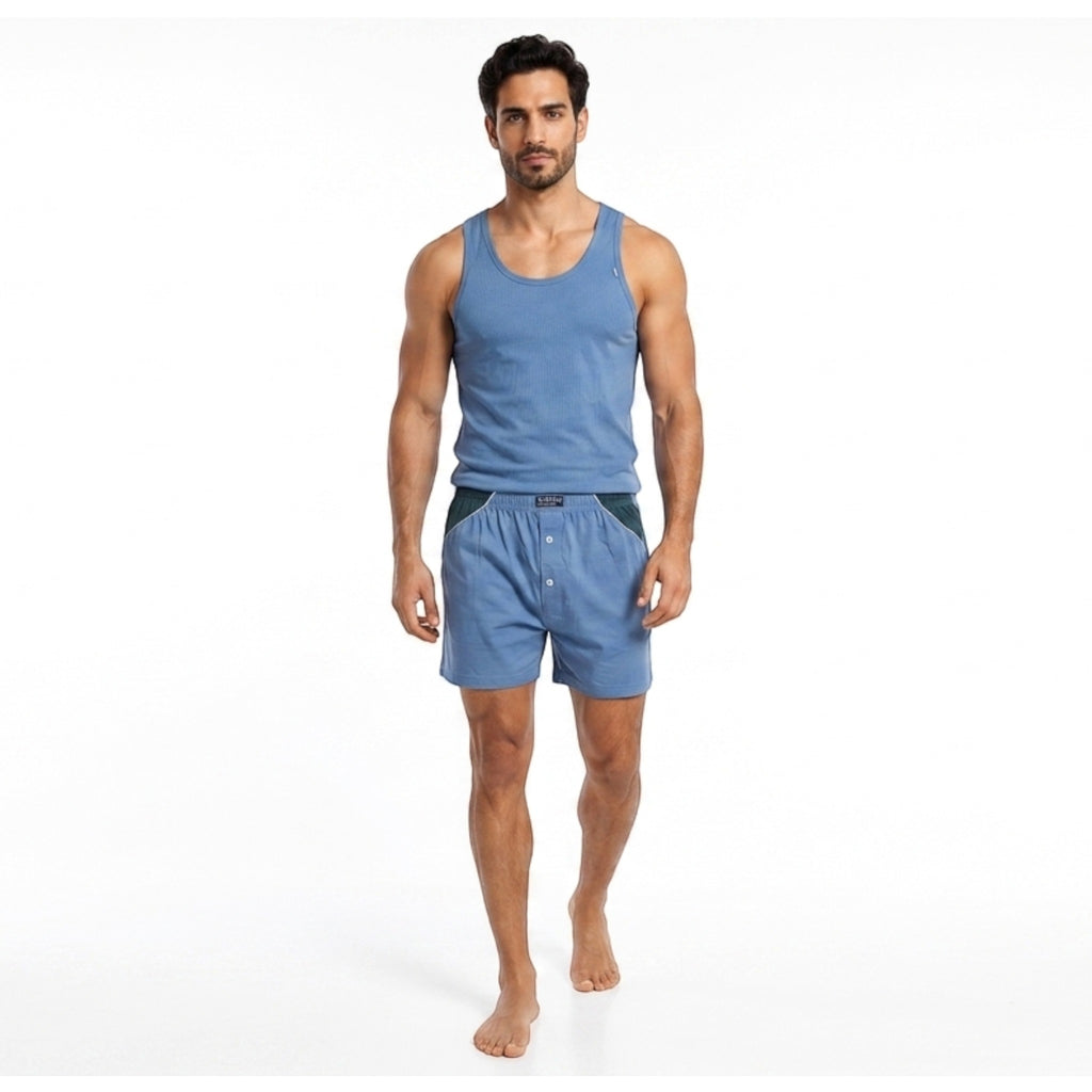 Three sets of men's cotton vest and shorts - comfortable and soft for a truly restful sleep