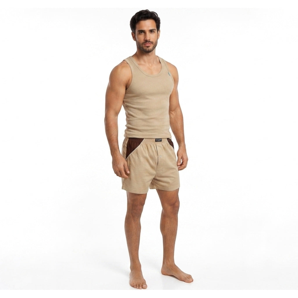 Three sets of men's cotton vest and shorts - comfortable and soft for a truly restful sleep